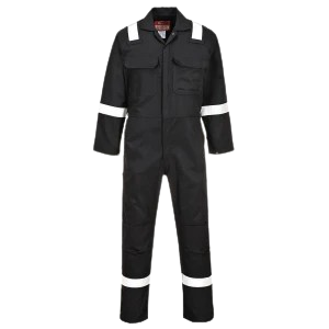 Black High-Visibility Workwear Overall with Reflective Taping